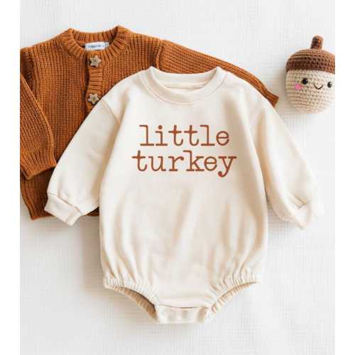 Little Turkey Onesie® - Thanksgiving Bodysuit - Vintage Natural Baby Onesie®