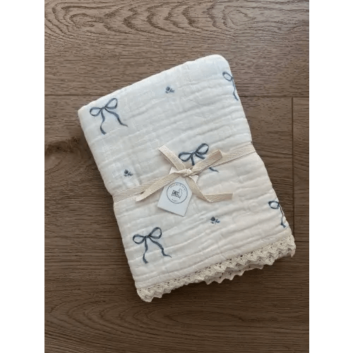 Blue Bows Gauze Blanket