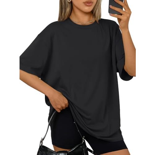 Trendy Queen Womens Oversized Summer T Shirts Plus Size Spring Cute Casual Tops Short Sleeves Fashion Workout Clothes