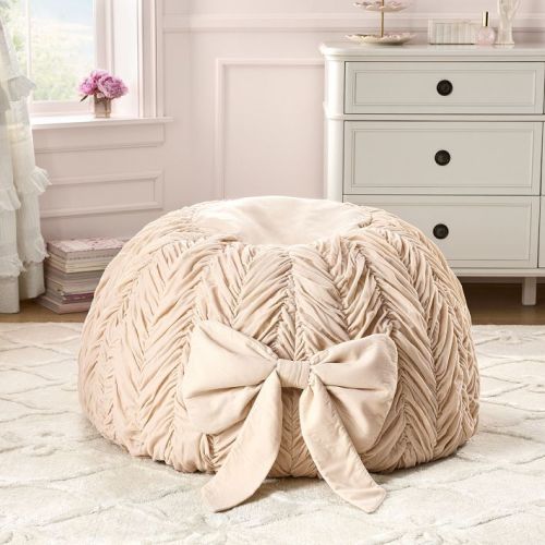 Large LoveShackFancy Smocked Velvet Bean Bag Chair