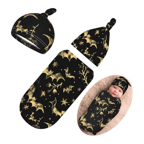 Gothic Newborn Swaddling Blanket Beanie Hat Funny Hallowmas Blanket Sleeping Bag New Born Sleep Sacks for Boys Girls