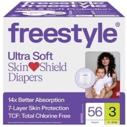 Free~Style Hyper Absorbent Ultra Soft TCF Baby Diapers (Size 3, 56 Count)
