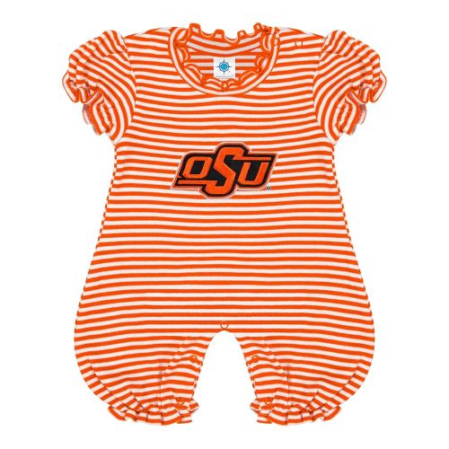 Creative Knitwear College Baby Striped Puff Sleeve Romper - Team Logo, Many Colors, for Girls (Newborn-12 Months)