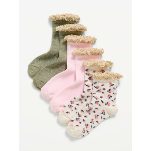 Ruffle-Cuff Waffle Knit Crew Socks 3-Pack for Toddler & Baby