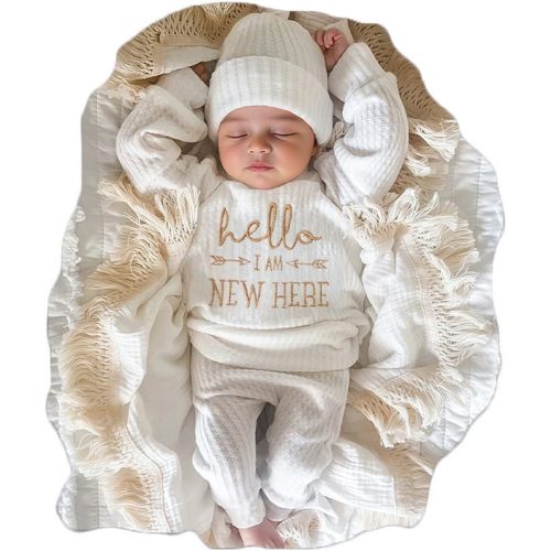 Ylsteed Newborn Baby Boy Girl Clothes Outfits Long Sleeve Romper Bodysuit Baby Shower Coming Home Outfit Shirt+Pants+Hat