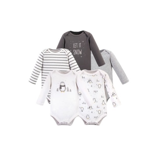 Cotton Long-Sleeve Bodysuits 5-Pack, 6-9M