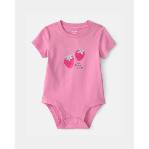 Baby Girl 'So Berry Happy' Strawberry Graphic Bodysuit - Pink - Carter's | Carter's