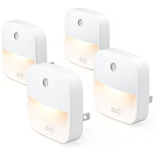 eufy by Anker, Lumi Plug-in Night Light, Warm White LED, Dusk-to-Dawn Sensor, Bedroom, Bathroom, Kitchen, Hallway, Stairs, Energy Efficient, Compact, Light 4-Pack