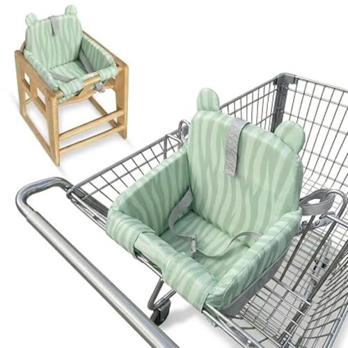 Padded Shopping Cart Cover for Baby, Sofa-Like Comfort Grocery cart Cover, Machine Washable High Chair Cushion, Sage Green,