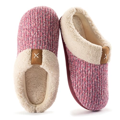 ULTRAIDEAS Women's Indoor Bedroom Slipper with Memory Foam, Gift for Women, Wool-Like House Shoe with Anti-Skid Rubber Sole for Ladies