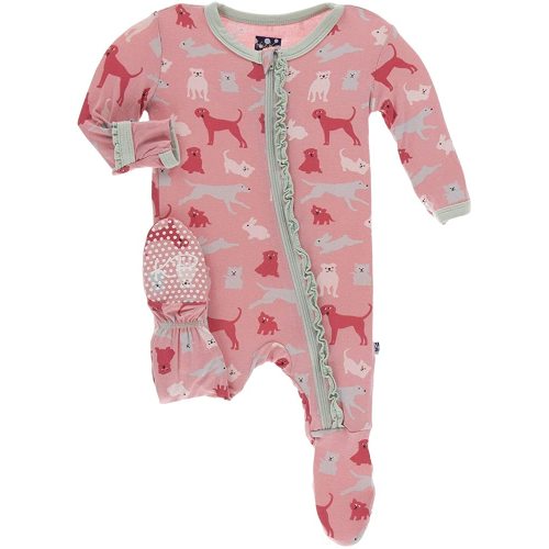 KicKee Pants Print Muffin Ruffle Footie with Zipper