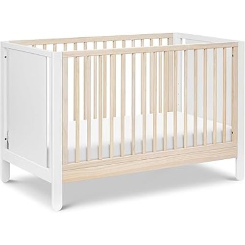Carter's by Davinci Marisol 4-in-1 Convertible Crib in White/Washed Natural, GREENGUARD Gold Certified