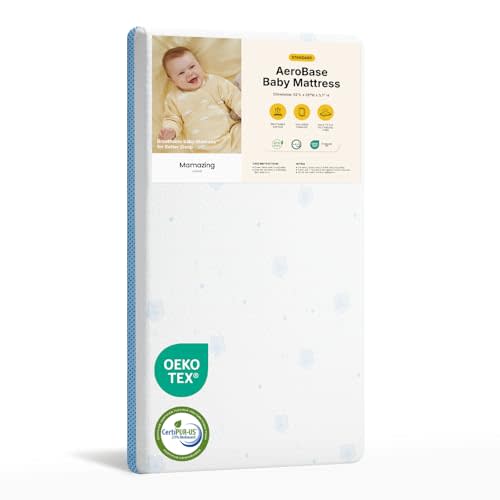 MAMAZING Baby Crib and Toddler Mattress, 2-Stage Breathable Mattress, Non-Toxic, Waterproof Sleep Surface, Machine-Washable Cover for Easy Care, Fits Any Standard Full Size Baby Crib & Toddler Bed