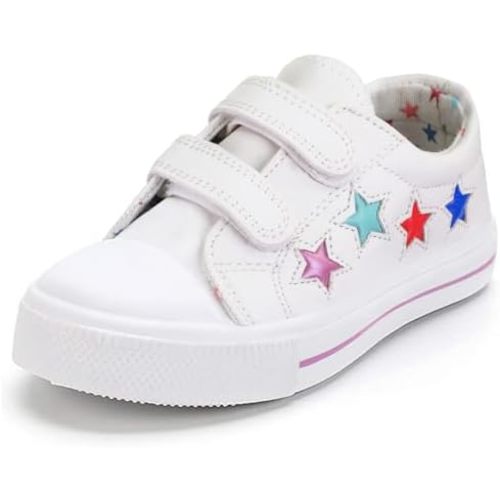 K KomForme Toddler Sneakers for Boys and Girls Dual Hook and Loops Sneakers Baby Canvas Shoes