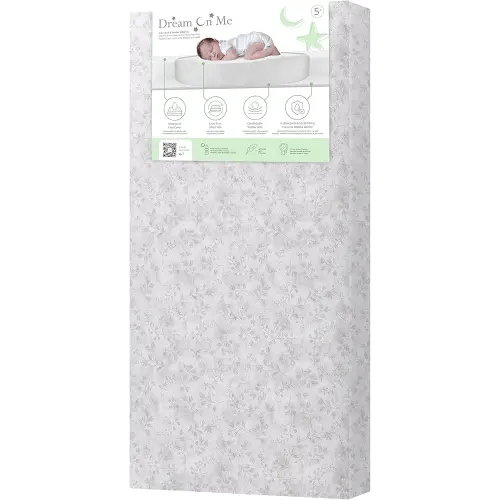Dream On Me 2 in 1 Serene Snooze Crib and Toddler Mattress in Morning Mist Floral