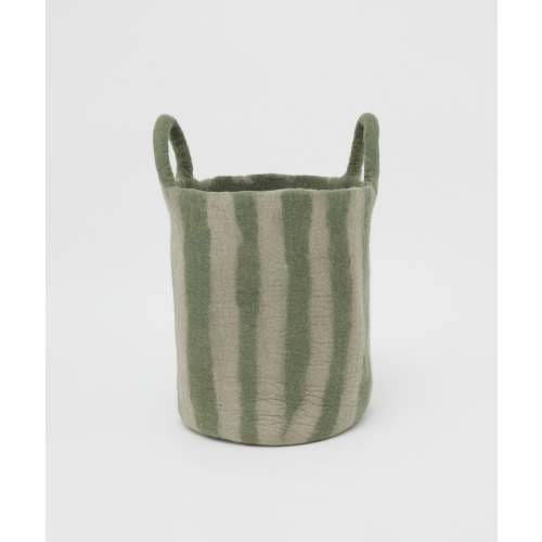 Toy Basket in Green Stripe - Large