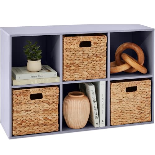 Best Choice Products Kids Bookcase 6-Cube Storage Organizer, 11in Shelf Opening, Bookshelf, Toy Storage, Customizable w/ 3 Removable Back Panels – Lavender