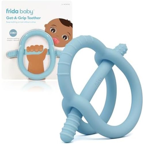 Frida Baby Get-A-Grip Baby Teether for Pain Relief, Up to 18 Months, Blue