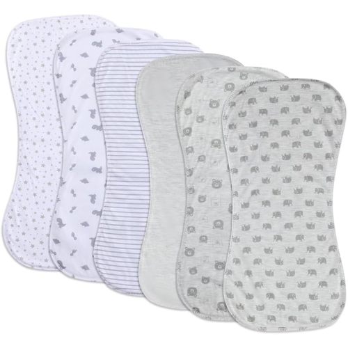6 Pack Cotton Baby Burp Cloths Extra Absorbent Soft for Baby Boys and Girls