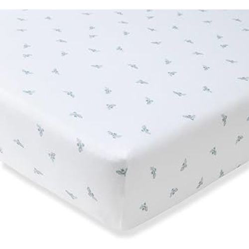 Burt's Bees Baby Essential Organic Cotton Fitted Crib Sheet, Breathable for Boy Girl Standard Crib & Toddler Mattresses