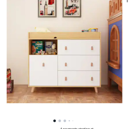 FUFU&GAGA - Natural Wood Baby Changing Station with Storage - Space-Saving Nursery Organizer 0-6 Years - White & Wooden