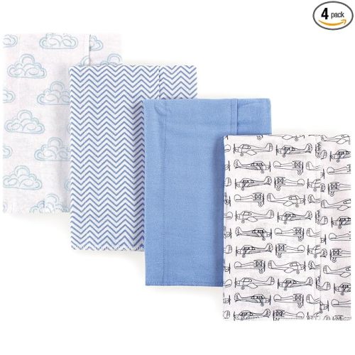 Hudson Baby Unisex Baby Cotton Flannel Burp Cloths, Airplane, One Size