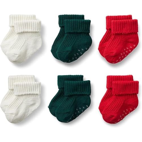 Amazon Essentials x Sofia Grainge Unisex Toddlers and Babies' Knitted Turn Cuff Socks, 6 Pairs