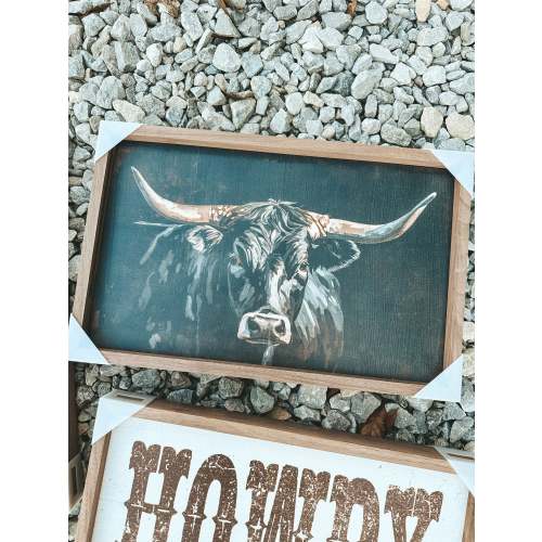 Black Longhorn Wooden Decor