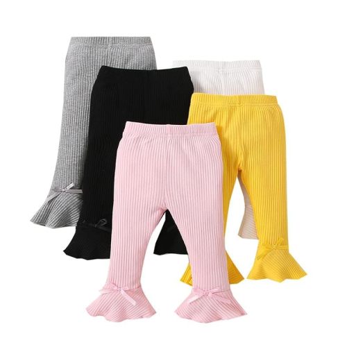 Toddler and Baby Girl Stretchy Flare Pants with Ruffle Fleece Pants and Leggings 5-Pack