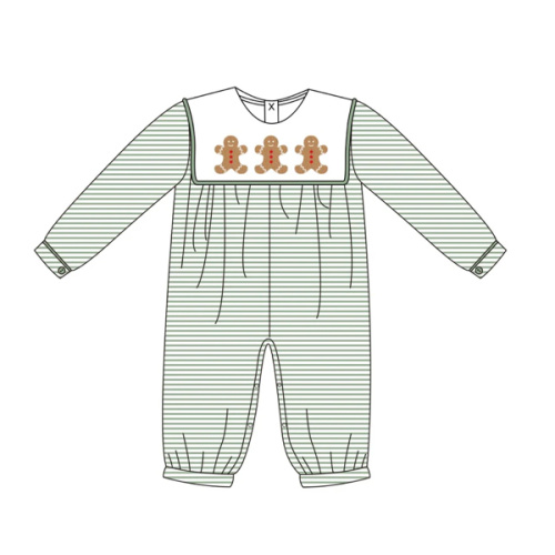 Boys Gingerbread Jubilee Romper - ETA OCTOBER – Sweet Peach Smocks, LLC.