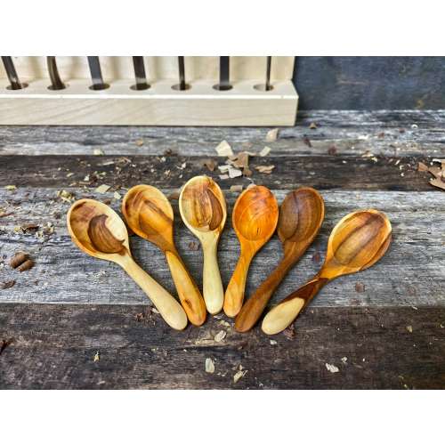 Teething wood spoons for kids, First baby spoon, Apple wood kitchen spoons, Mini spoon for spices, Salt spoon, Minimalism wood art