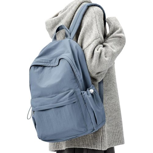 Simple School Backpack For Women Men Aesthetic Medium Backpack Lightweight Casual Daypack College Backpacks Cute Bookbag for Teens Girls Boys Basic Bagpack（Blue）