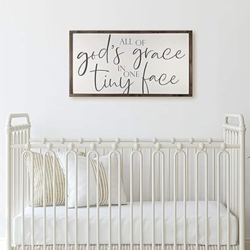 All of Gods Grace in One Tiny Face Sign Nursery Room Decor Framed Wood Sign Farm House Nursery Farmhouse Nursery Decor Crib Sign