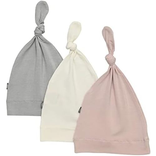 KYTE BABY Rayon Made from Bamboo Baby Beanie Hats - Super Soft Knotted Caps Available in Pattern and Solid Colors - 3 Pack