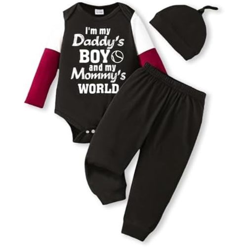 NZRVAWS Newborn Baby Boy Clothes Outfits Letter Prined Romper Pants Set Infant Baby Boy Clothing 0 3 6 9 12 18 Months