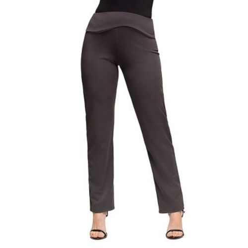 24seven Comfort Apparel Maternity Comfortable Stretch High Waist Dress Pants-Charcoal-3X