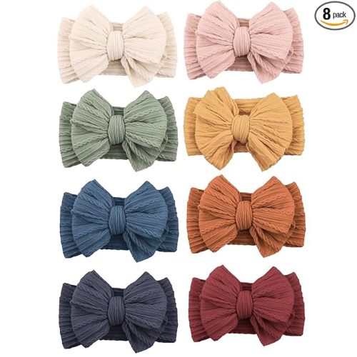 Niceye Handmade Baby Headbands Soft Stretchy Nylon Hair Bands with Bows for Newborn Infant Baby Toddler Girls
