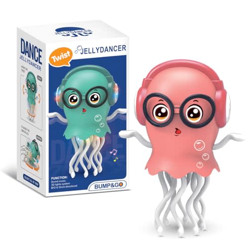 Zonopy Dancing Jellyfish Baby Toy, Crawling Jellyfish Tummy Time Toy, Magic Dancing Music Crawling Toys for 3 4 5 6 7 8 Year Old Girl Kids Boy Birthday Gifts, Interactive Relax for Office Desk