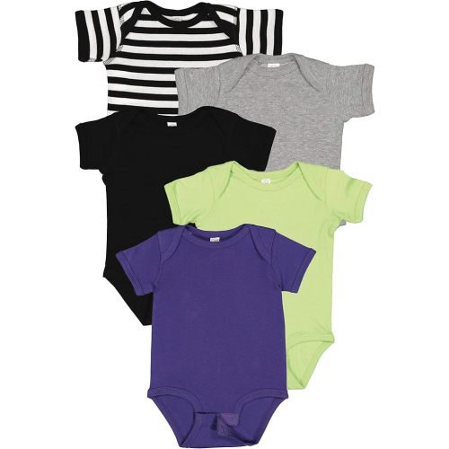 RABBIT SKINS Baby Bodysuit Girl & Boy | Newborn 0-3 Months to 24 Months 5-Pack Bulk Set, Snap Easy Closure