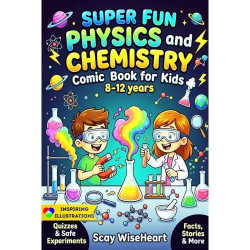Super Fun Physics and Chemistry Comic Book for Kids 8-12 years: An Interactive STEM Science Guide with Comics, Easy to Digest Concepts, Real-Life Experiments, and Simple Explanations for Curious Boys