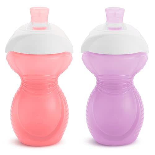 Munchkin® Click Lock™ Bite Proof Sippy Cup, 9 Ounce, 2 Pack, Pink/Purple