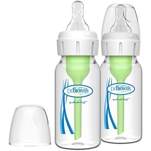 Dr. Brown's Natural Flow Options+ Narrow Glass Baby Bottles, 2 Count (Pack of 1)