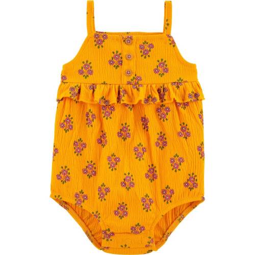 Floral Bubble Romper - Yellow - 9M