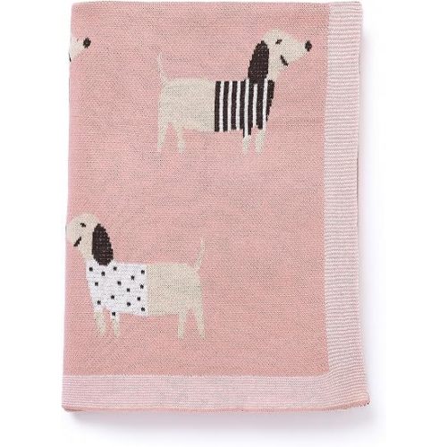 Baby Blanket 100% Cotton Soft Cooling Summer Receiving Swaddle Blankets for Boy Girl-Pink Dachshund Puppy Dog 40x30in