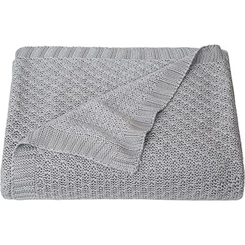 NTBAY Cable Knit Cooling Toddler Blanket, Soft and Breathable Baby Blanket 30x40 Inches Made from Rayon Derived from Bamboo for Crib, Stroller, Nursery, Sliver Grey