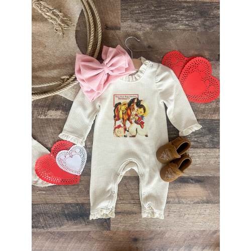 Pardner Vintage Cowboy Valentines Waffle Romper(Infant)(Cream) – theFRINGEDpineapple