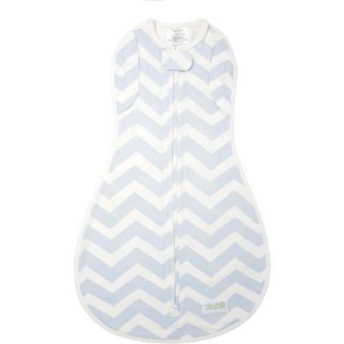 Woombie Convertible Baby Swaddle Blanket, Converts to Wearable Blanket for Babies Up to 6 Months, Blue Chevron, 14-19 lbs