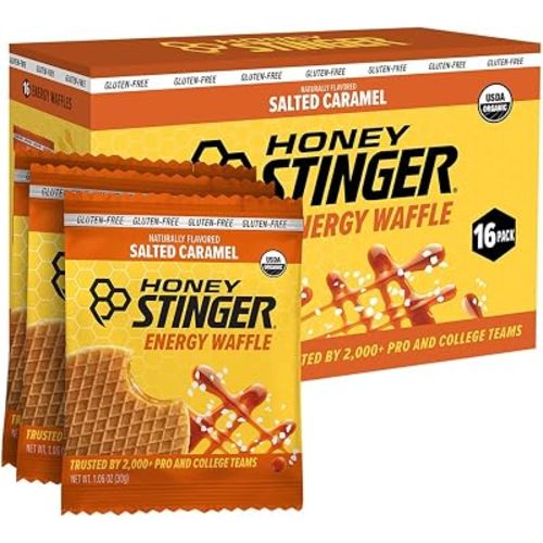 Honey Stinger Organic Gluten Free Salted Caramel Waffle, Energy Stroopwafel for Exercise, Endurance and Performance, Sports Nutrition for Home & Gym, Pre & Post Workout, 16.96 Ounces (Pack of 16)