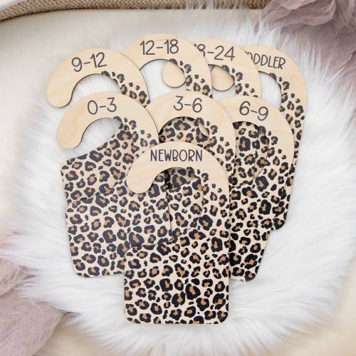 Leopard Print Clothing Dividers, Leopard Baby Clothing Divider, Wood Wardrobe Divider, Nursery Closet Divider, Leopard Nursery Theme G84