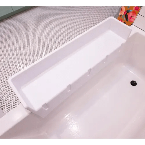 Tub Topper® Bathtub Splash Guard Play Shelf Area - Toy Tray Caddy Holder Storage - Suction Cups Attach to Bath Tub - No Mess Water Spill in Bathroom - Fun for Toddlers Kids Baby (White)